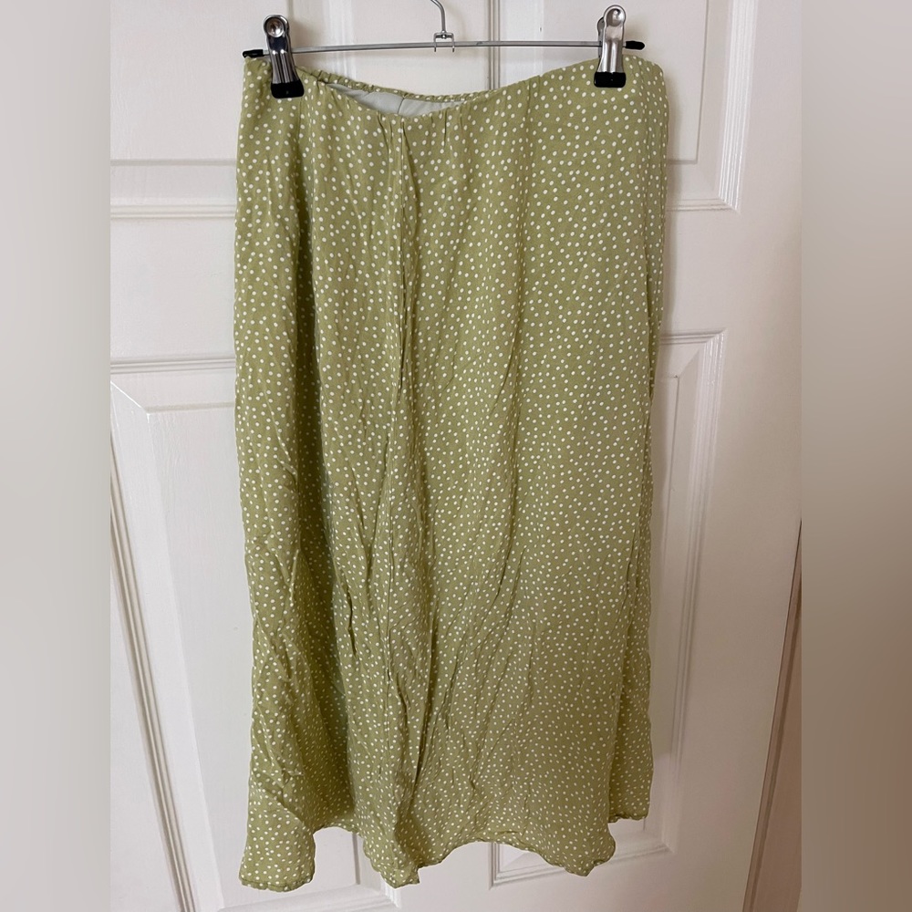 NLT Green and White Polka Dot Midi Skirt